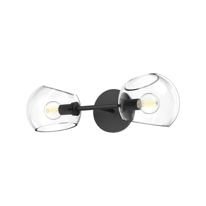 Alora WV548217MBCL Two Light Vanity, Clear Glass/Matte Black