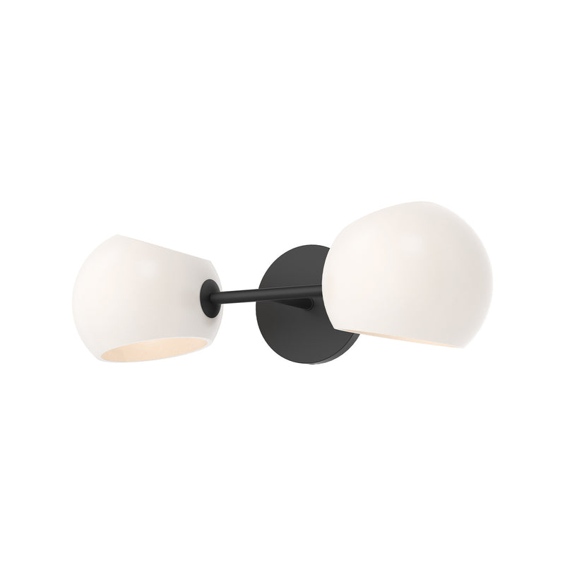 Alora WV548217MBOP Two Light Vanity, Matte Black/Opal Matte Glass