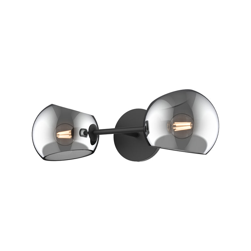 Alora WV548217MBSM Two Light Vanity, Matte Black/Smoked Solid Glass
