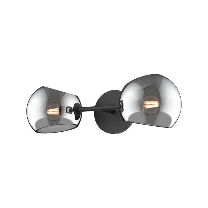 Alora WV548217MBSM Two Light Vanity, Matte Black/Smoked Solid Glass