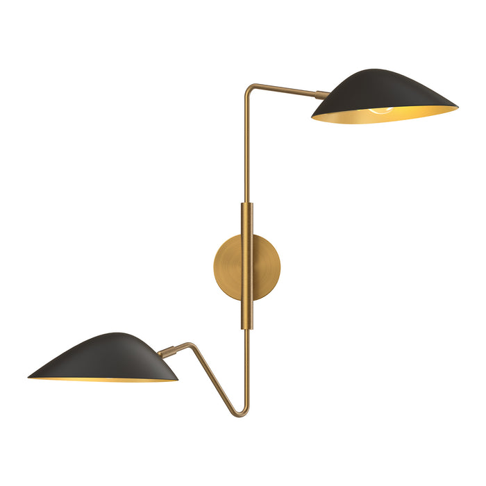 Alora WV550224MBAG Two Light Vanity, Aged Gold/Matte Black