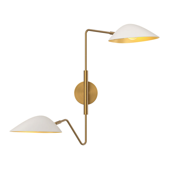 Alora WV550224WHAG Two Light Vanity, Aged Gold/White