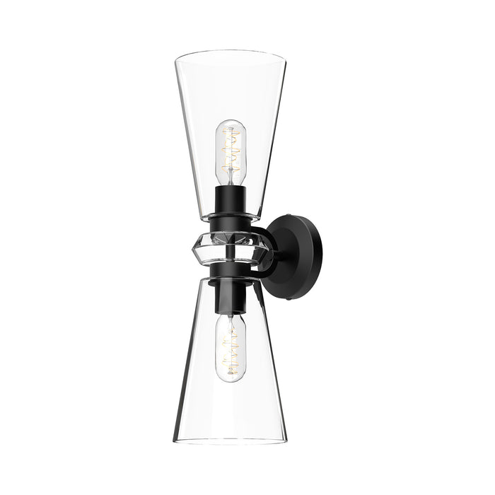 Alora WV570221MBCL Two Light Vanity, Clear Glass/Matte Black