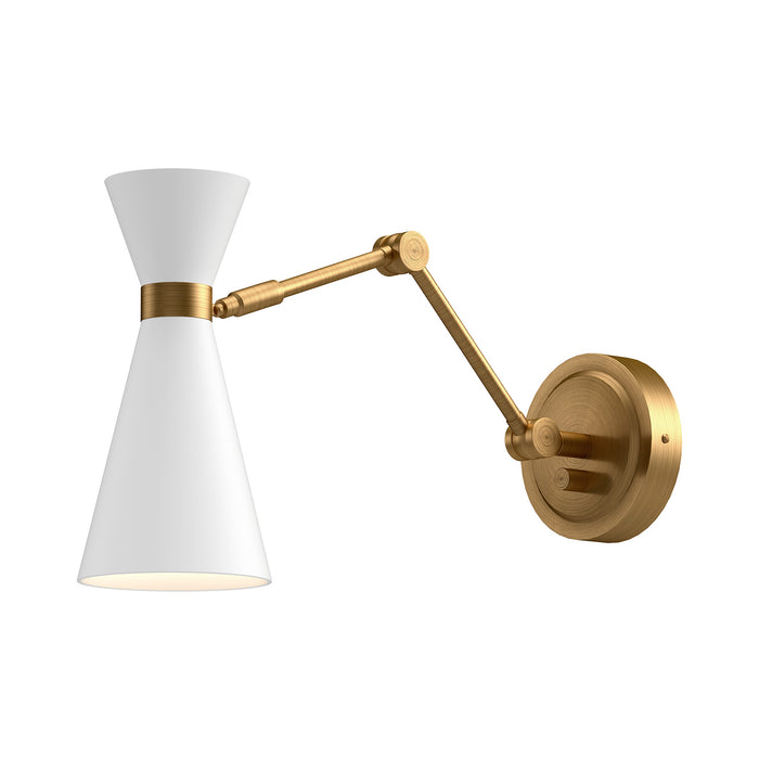 Alora WV574524WHAG One Light Vanity, Aged Gold/White