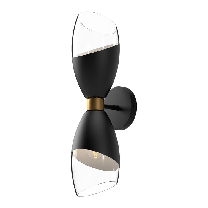 Alora WV587224MBCL Two Light Vanity, Clear Glass/Matte Black