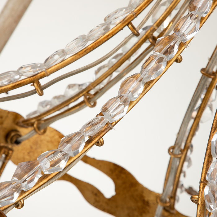 Lucas + McKearn CH1036-6 Six Light Chandelier, Gold Leaf W/Antique