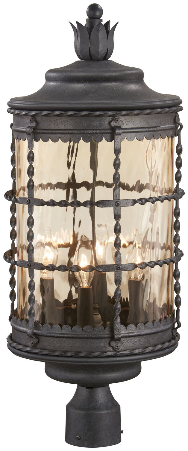 Minka-Lavery 8886-A39 Four Light Outdoor Post Lantern, Spanish Iron