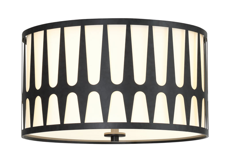 Crystorama ROY-800-BK Three Light Flush Mount, Black