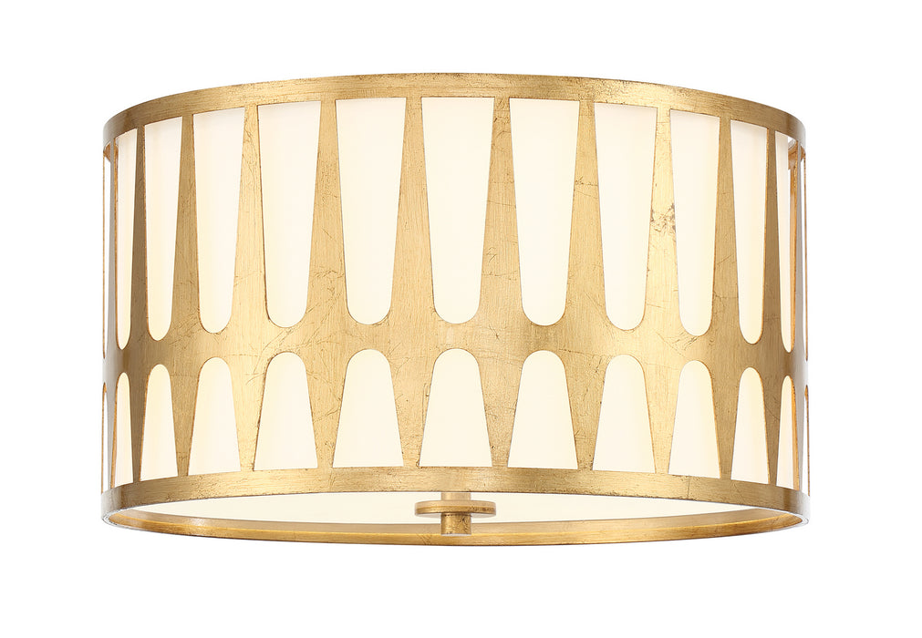 Crystorama ROY-800-GA Three Light Flush Mount, Antique Gold