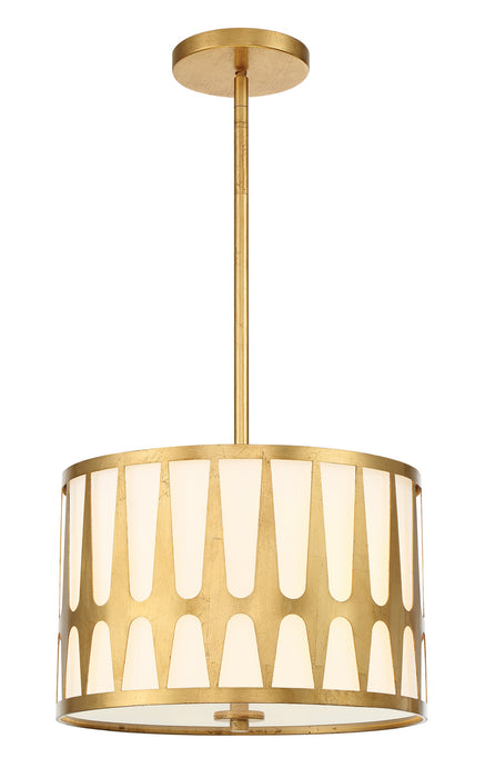 Crystorama ROY-803-GA Three Light Pendant, Antique Gold