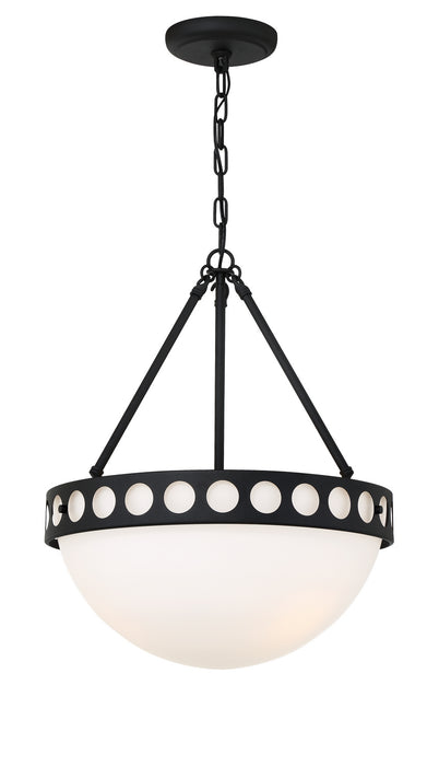 Crystorama KIR-B8105-BF Three Light Chandelier, Black Forged