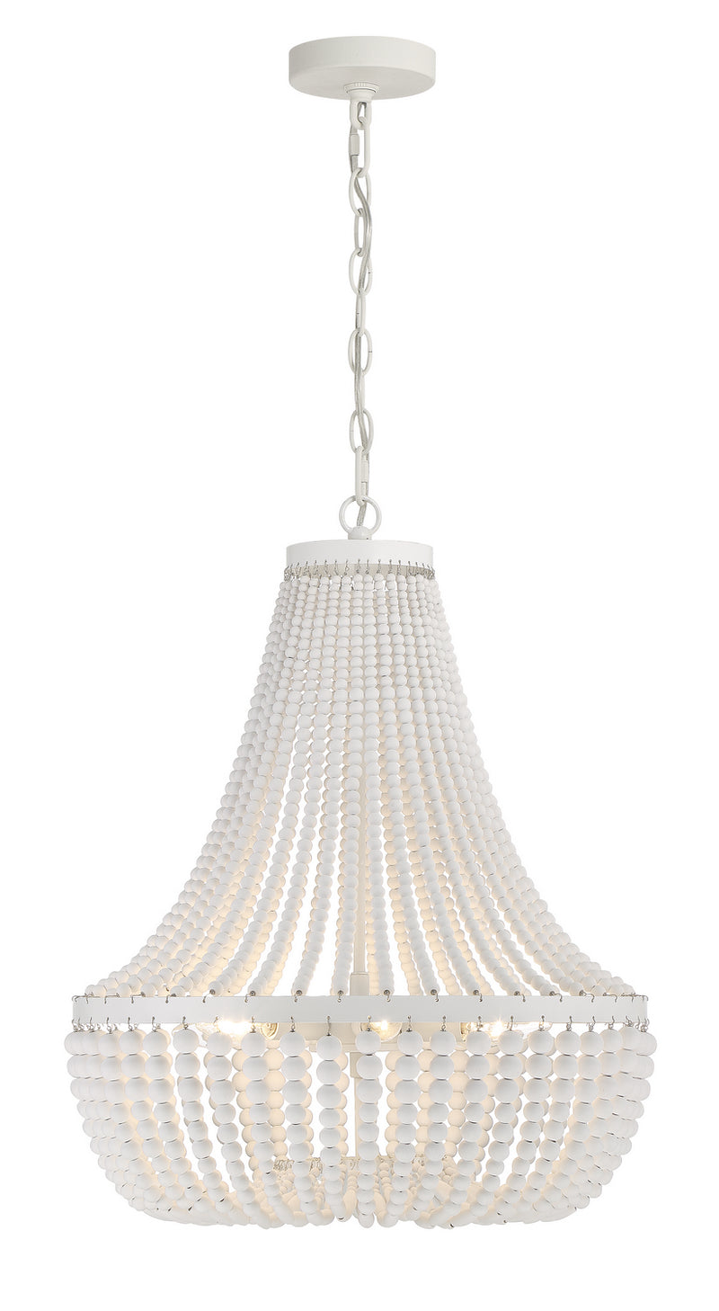 Crystorama 608-MT Six Light Chandelier, Matte White