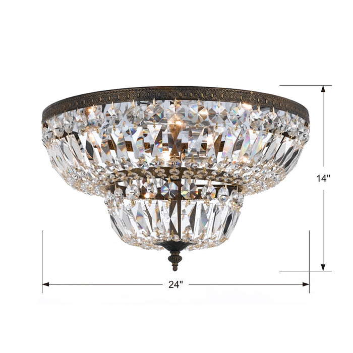 Crystorama 724-EB-CL-SAQ Six Light Flush Mount, English Bronze