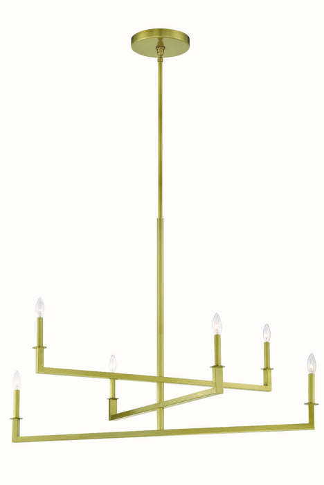 Crystorama DNT-6046-AG Six Light Chandelier, Aged Brass