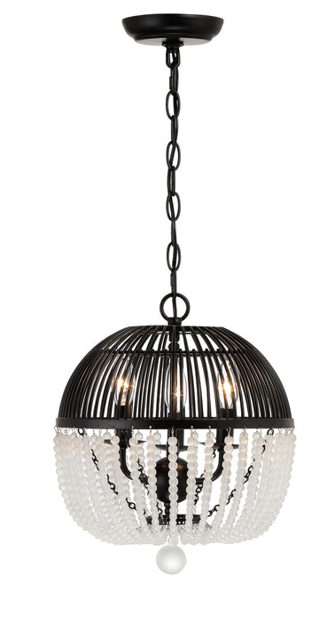 Crystorama DUV-623-MK Three Light Mini Chandelier, Matte Black