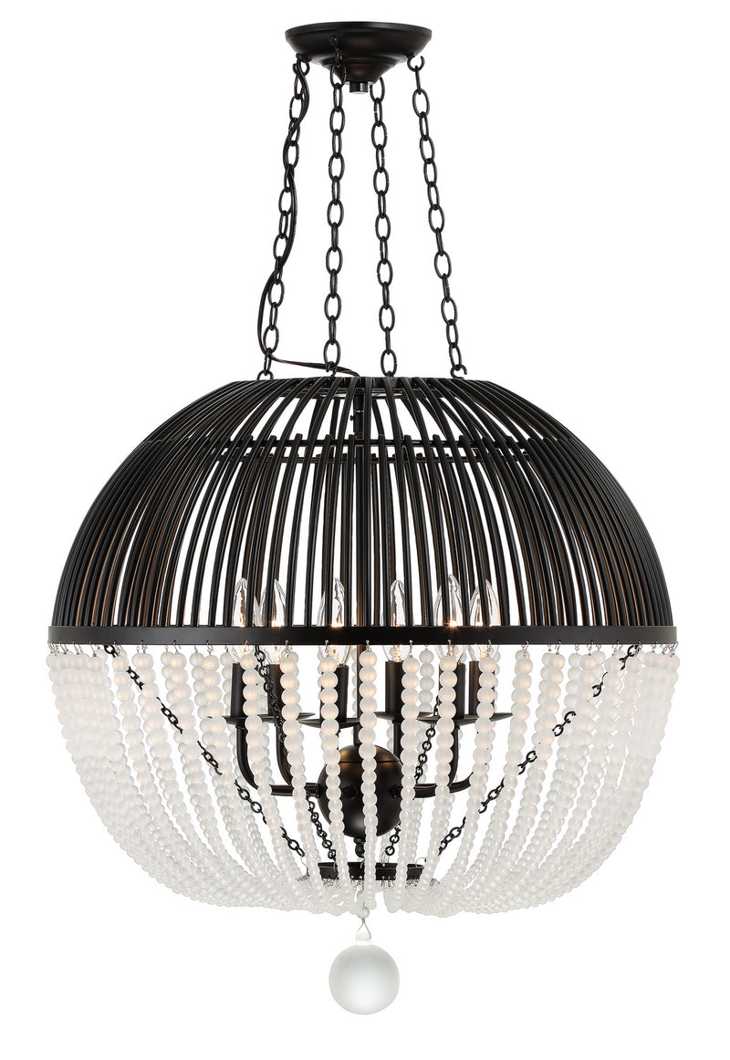 Crystorama DUV-626-MK Six Light Pendant, Matte Black