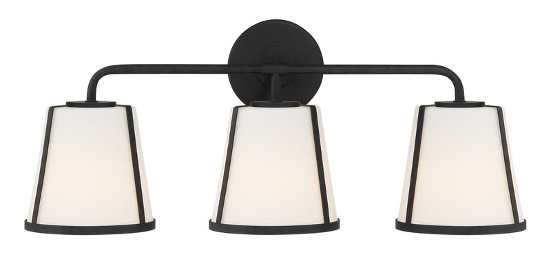 Crystorama FUL-913-BK Three Light Bath, Black