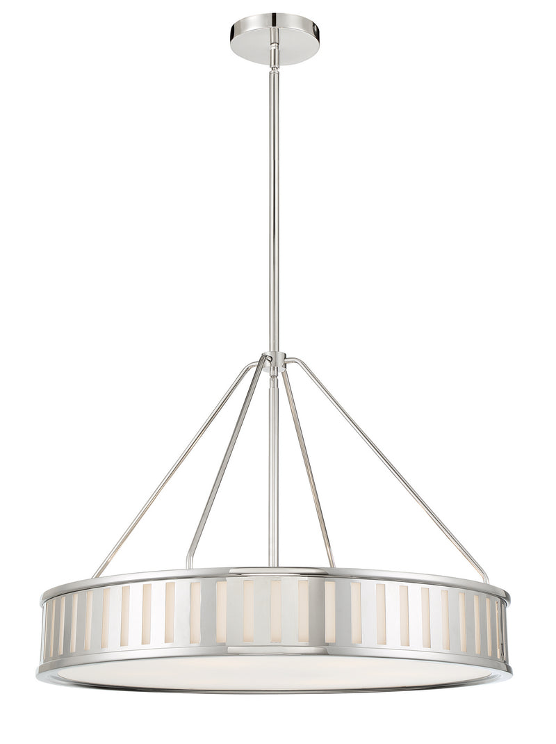 Crystorama KEN-8306-PN Six Light Pendant, Polished Nickel