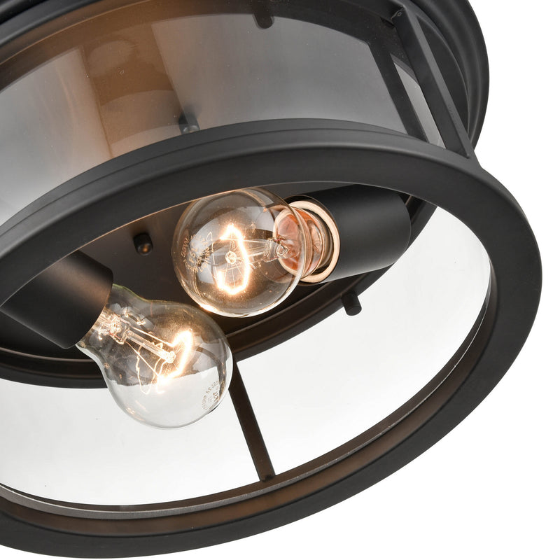 Millennium 4442-PBK Two Light Flush Mount, Powder Coated Black