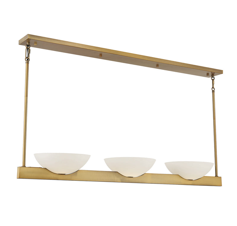 Savoy House 1-1614-3-322 Three Light Linear Chandelier, Warm Brass