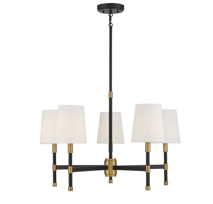 Savoy House 1-1630-5-143 Five Light Chandelier, Matte Black with Warm Brass