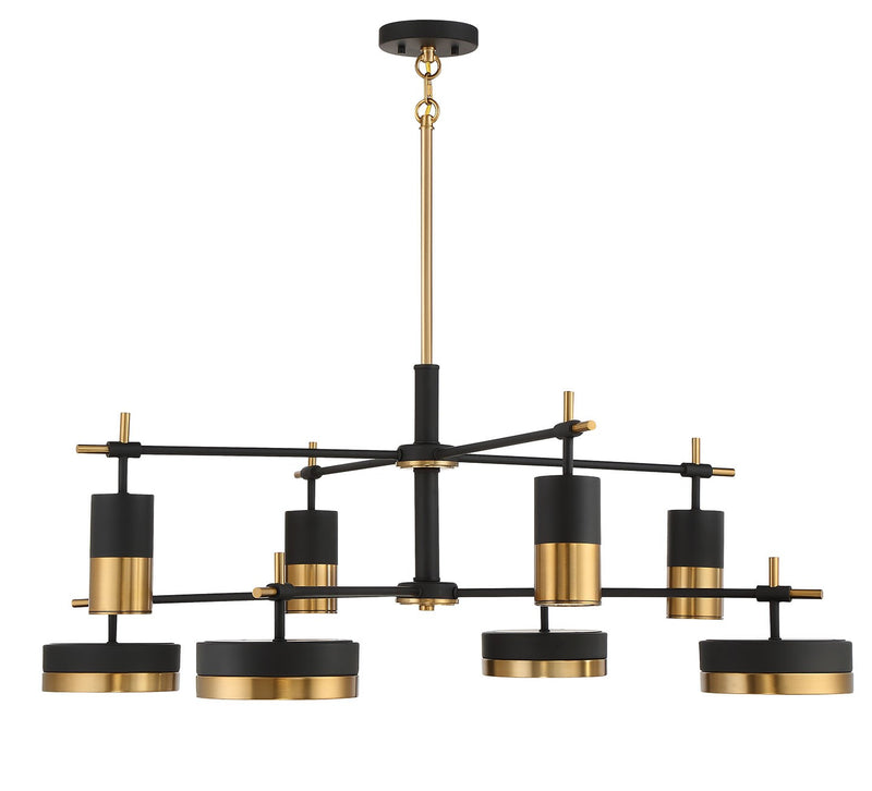 Savoy House 1-1637-8-143 LED Chandelier, Matte Black with Warm Brass