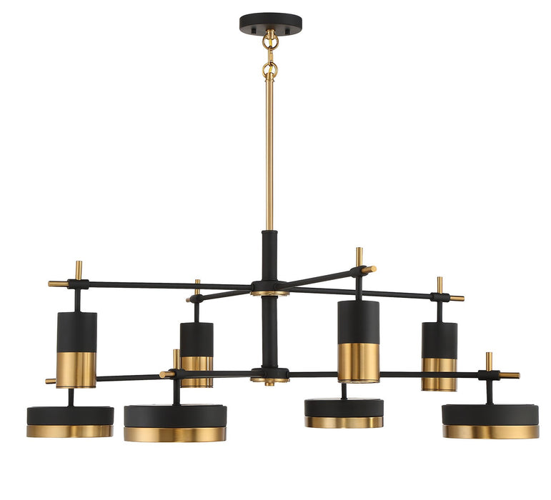 Savoy House 1-1637-8-143 LED Chandelier, Matte Black with Warm Brass