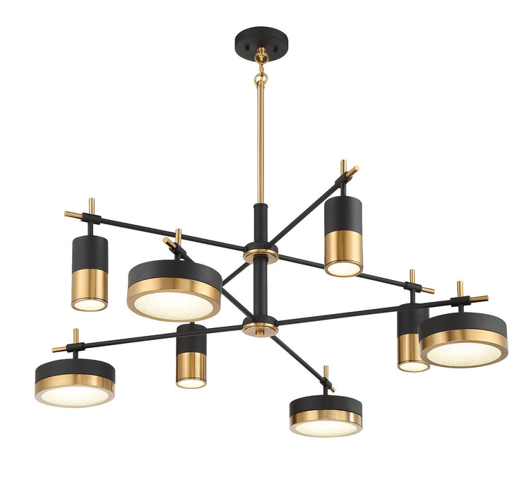 Savoy House 1-1637-8-143 LED Chandelier, Matte Black with Warm Brass