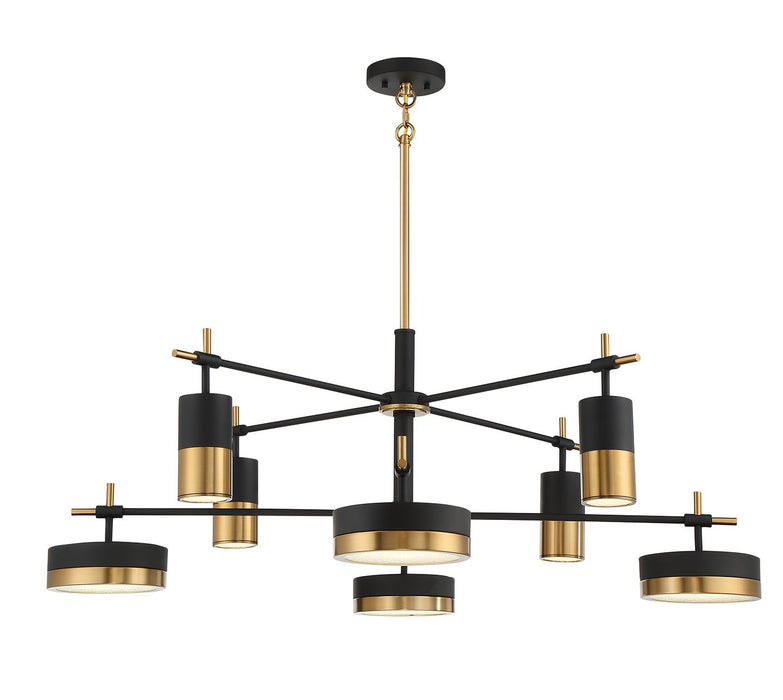 Savoy House 1-1637-8-143 LED Chandelier, Matte Black with Warm Brass