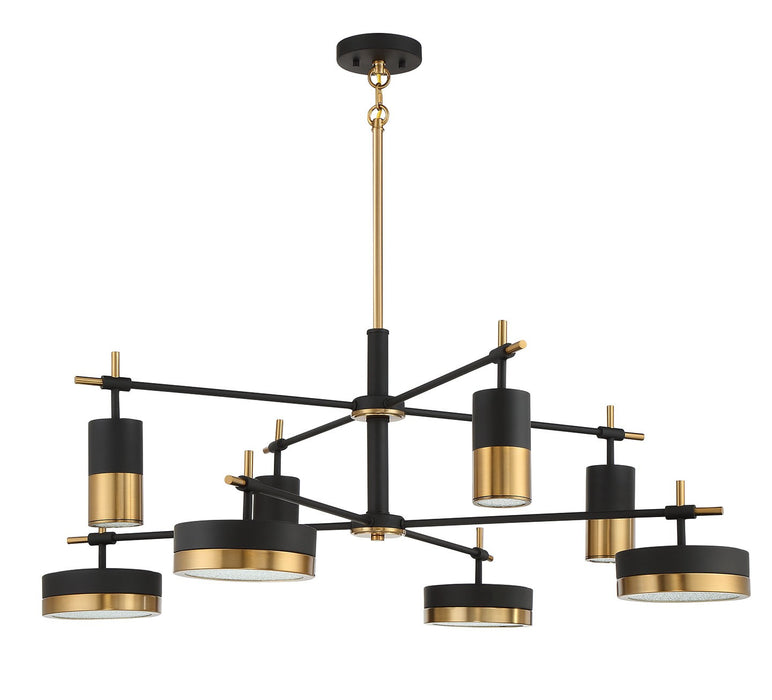 Savoy House 1-1637-8-143 LED Chandelier, Matte Black with Warm Brass