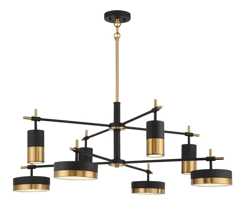 Savoy House 1-1637-8-143 LED Chandelier, Matte Black with Warm Brass