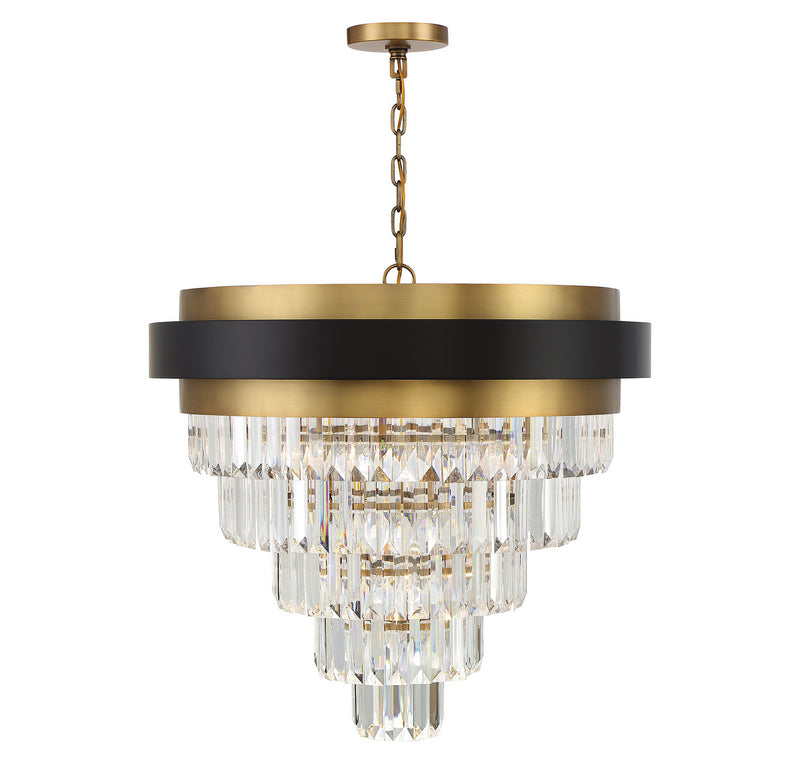 Savoy House 1-1668-9-143 Nine Light Chandelier, Matte Black with Warm Brass