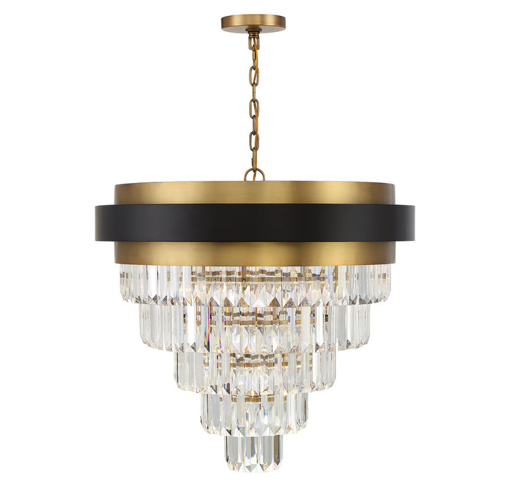 Savoy House 1-1668-9-143 Nine Light Chandelier, Matte Black with Warm Brass