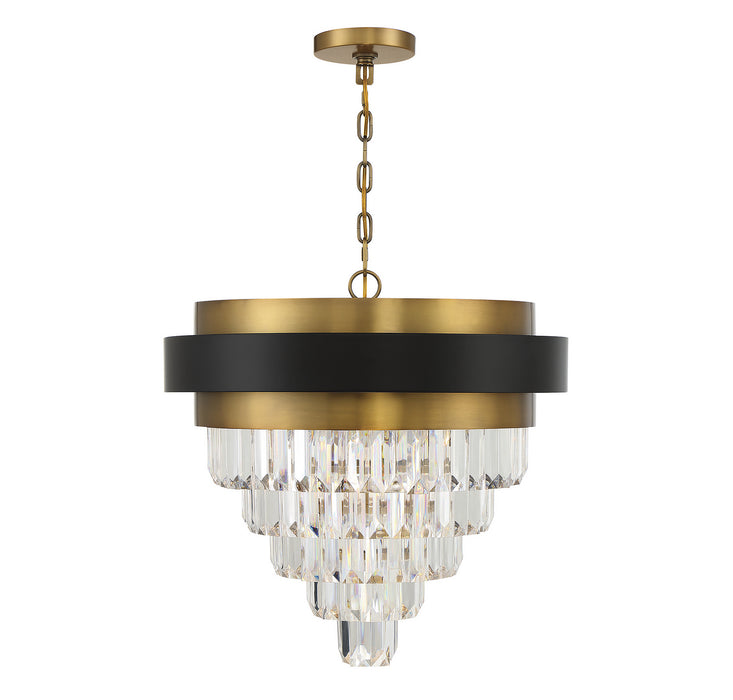 Savoy House 1-1669-4-143 Four Light Chandelier, Matte Black with Warm Brass