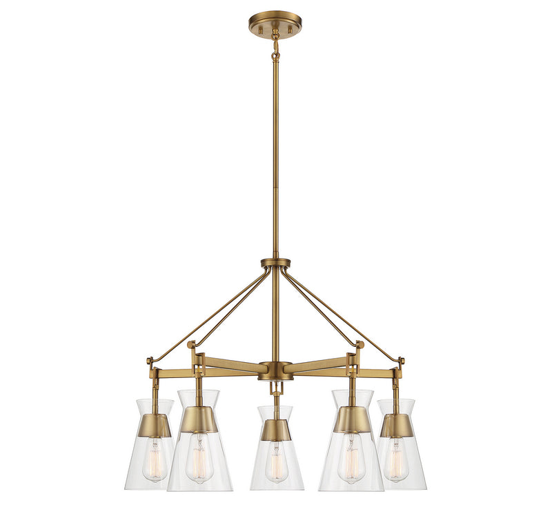 Savoy House 1-1832-5-322 Five Light Chandelier, Warm Brass