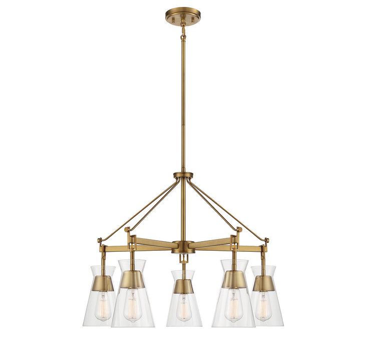 Savoy House 1-1832-5-322 Five Light Chandelier, Warm Brass