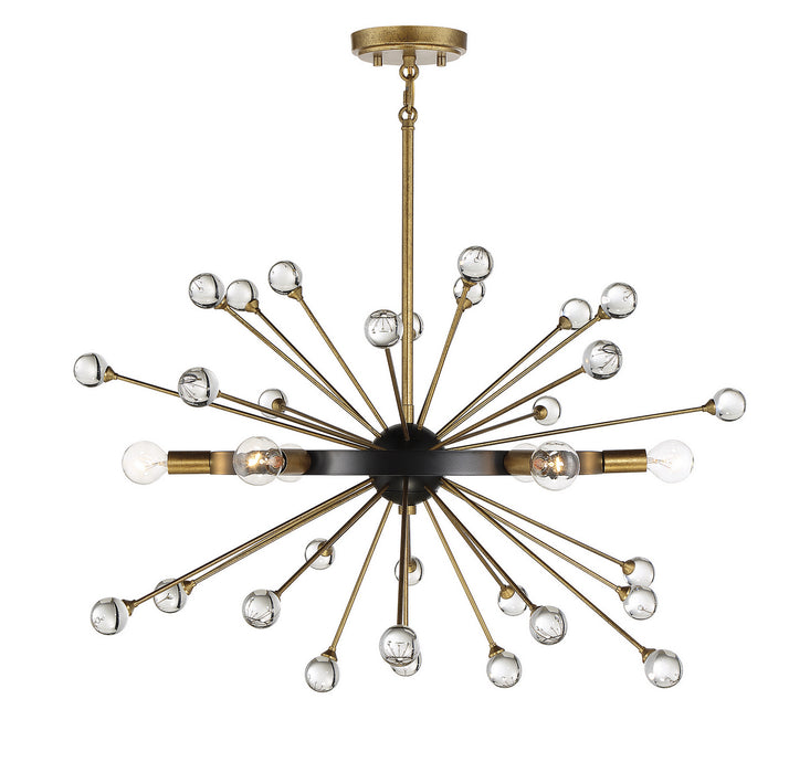 Savoy House 1-1857-6-62 Six Light Chandelier, Como Black with Gold
