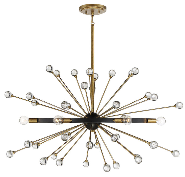 Savoy House 1-1858-6-62 Six Light Chandelier, Como Black with Gold