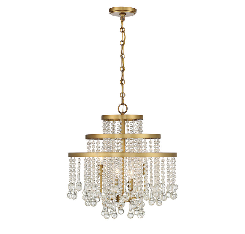 Savoy House 1-1866-4-322 Four Light Chandelier, Warm Brass