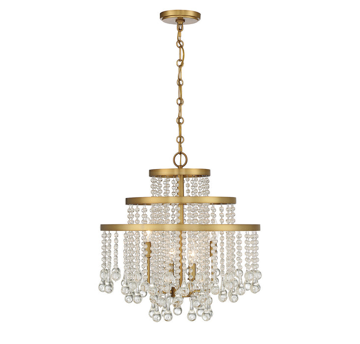 Savoy House 1-1866-4-322 Four Light Chandelier, Warm Brass