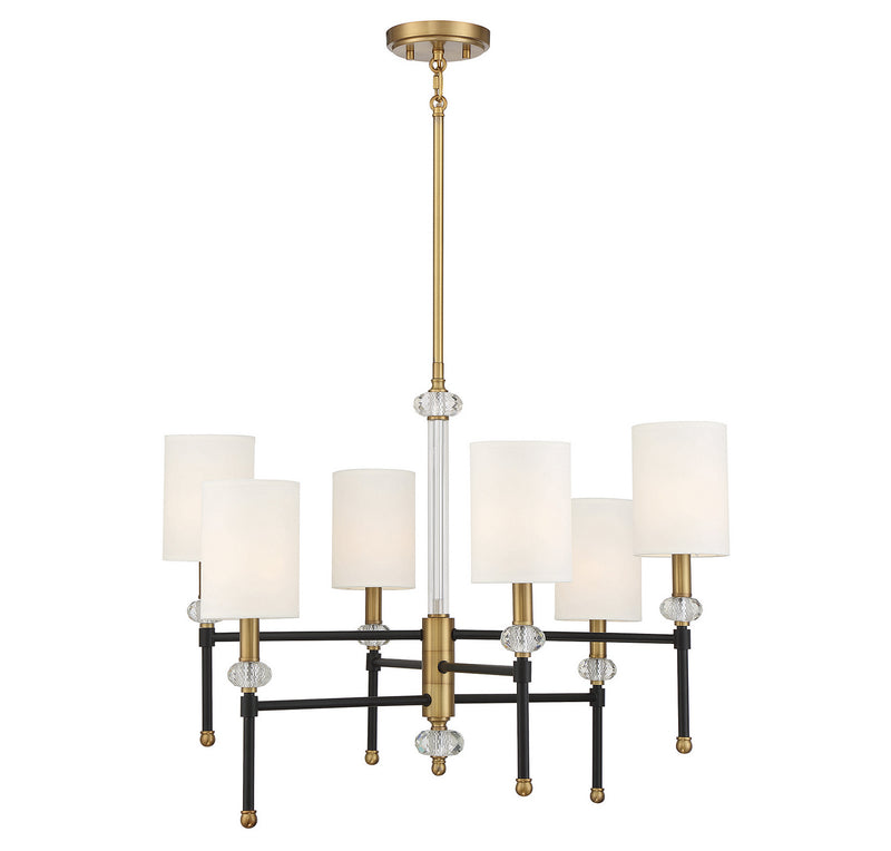 Savoy House 1-1887-6-143 Six Light Chandelier, Matte Black with Warm Brass