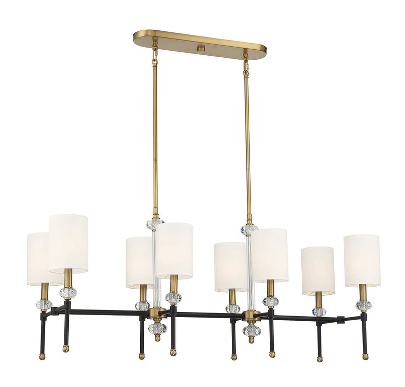 Savoy House 1-1889-8-143 Eight Light Linear Chandelier, Matte Black with Warm Brass