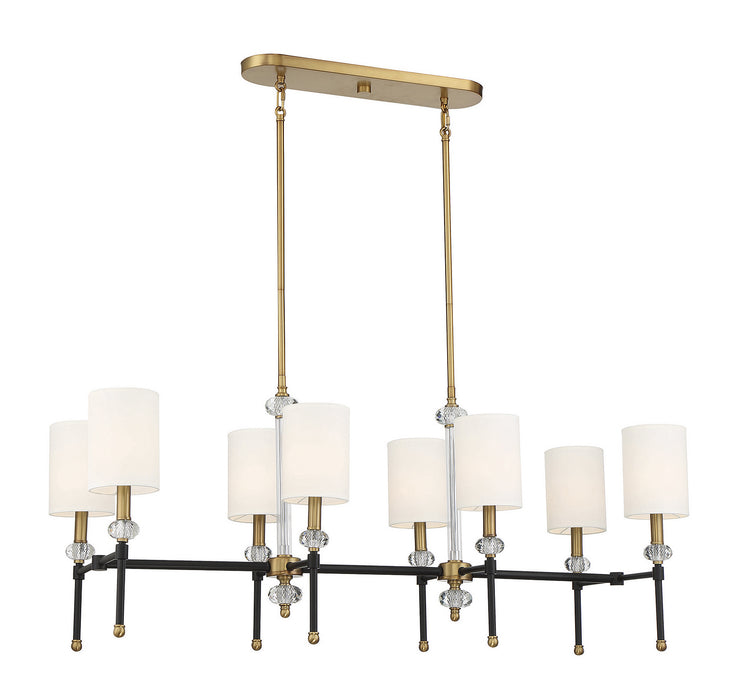 Savoy House 1-1889-8-143 Eight Light Linear Chandelier, Matte Black with Warm Brass
