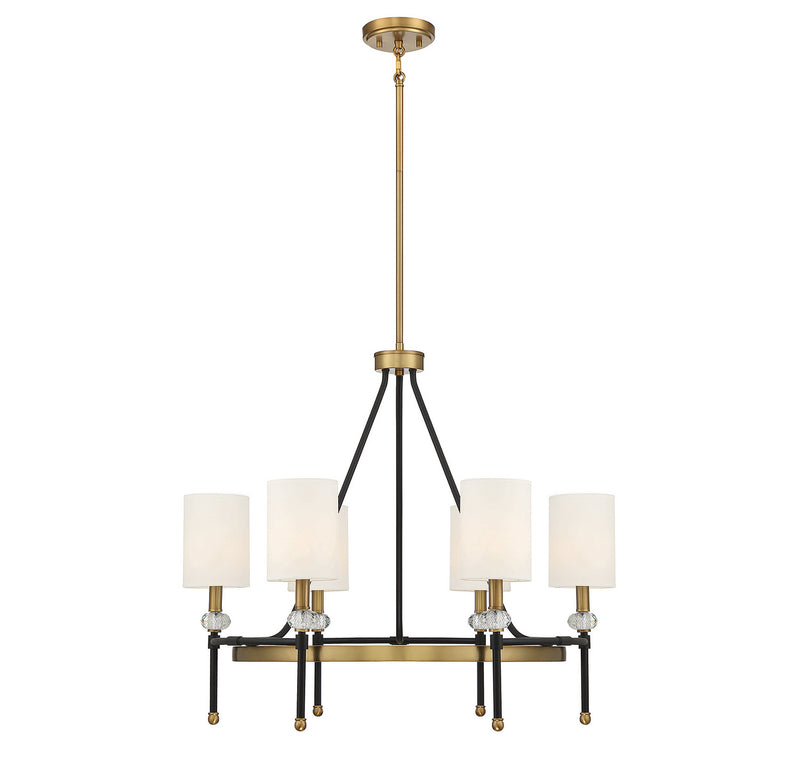 Savoy House 1-1893-6-143 Six Light Chandelier, Matte Black with Warm Brass