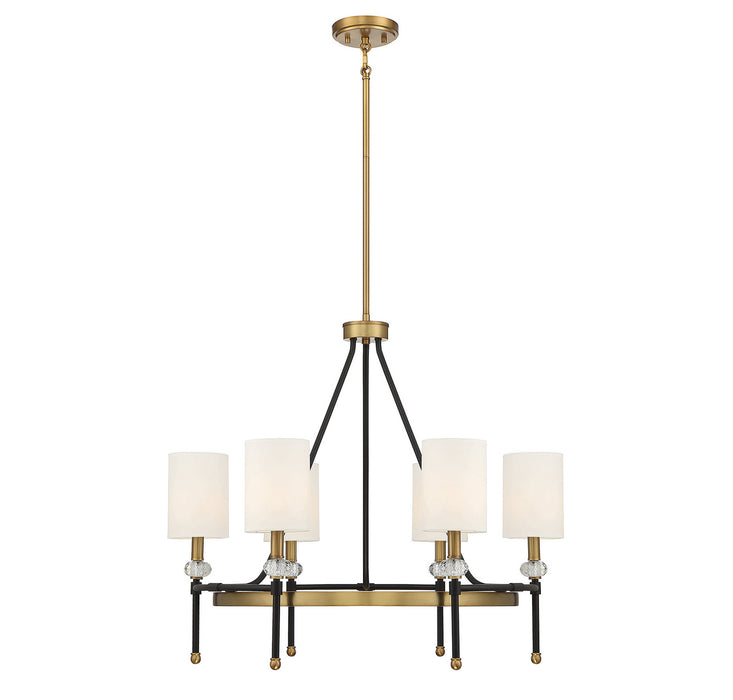 Savoy House 1-1893-6-143 Six Light Chandelier, Matte Black with Warm Brass