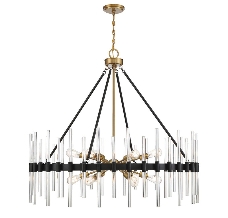 Savoy House 1-1934-12-143 12 Light Chandelier, Matte Black with Warm Brass