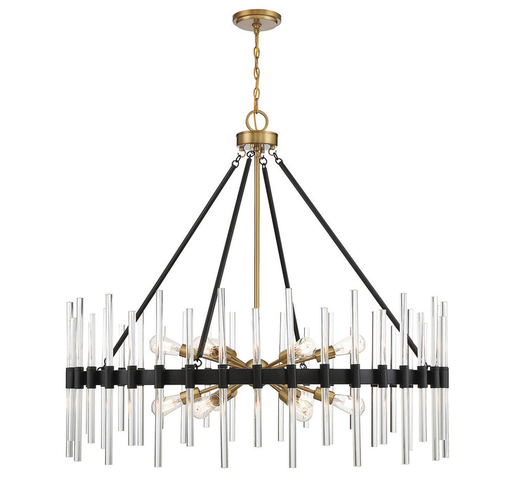 Savoy House 1-1934-12-143 12 Light Chandelier, Matte Black with Warm Brass
