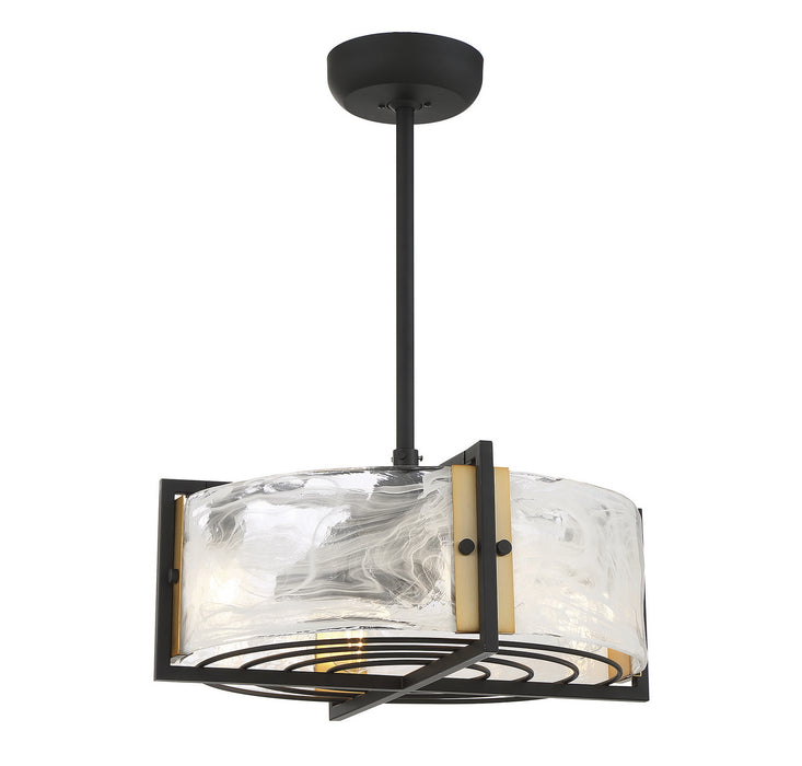 Savoy House 24-FD-1698-143 Four Light Fan D'lier, Matte Black with Warm Brass