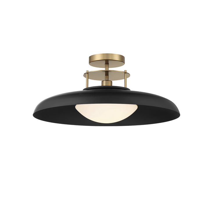 Savoy House 6-1685-1-143 One Light Semi-Flush Mount, Matte Black with Warm Brass