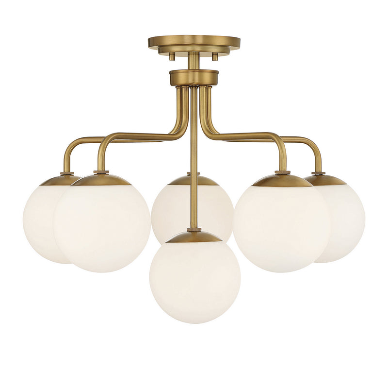 Savoy House 6-1950-6-322 Six Light Semi-Flush Mount, Warm Brass